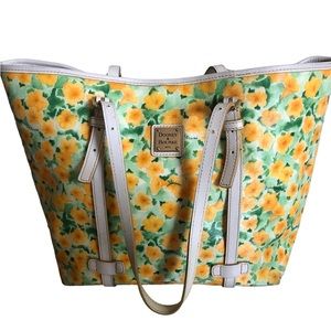 Dooney and Bourke spring yellow floral petunia tote